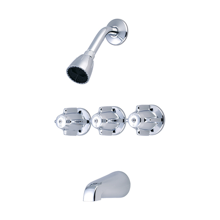 CENTRAL BRASS 3-Valve Bath and Shower Fitting, Polished Chrome, Wall 0868-Z